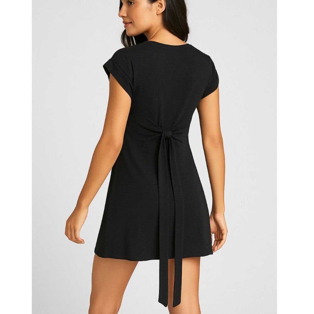 J. Crew Women's Black Dolman Cap Sleeve Tie Back Mini Cotton Dress size XS
